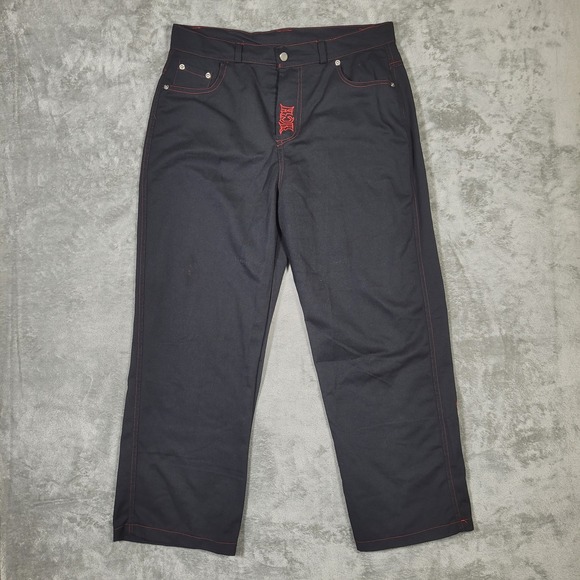 Other - Heaven Can Wait Pants Mens 40 Black Red Embroidered Skeleton Graphic Streetwear